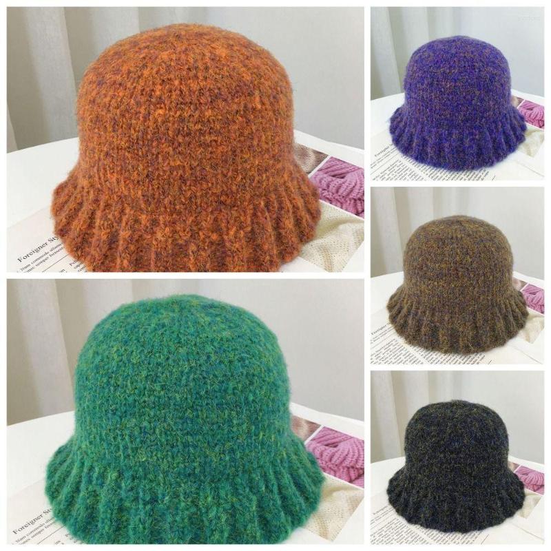 

Berets Retro Bucket Hats Fisherman Wool Warm Caps Hat For Women Winter Basin, Black