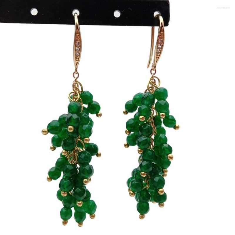 

Dangle Earrings Y.YING Green Jade Long Drop Hook Jewelry For Women Wedding