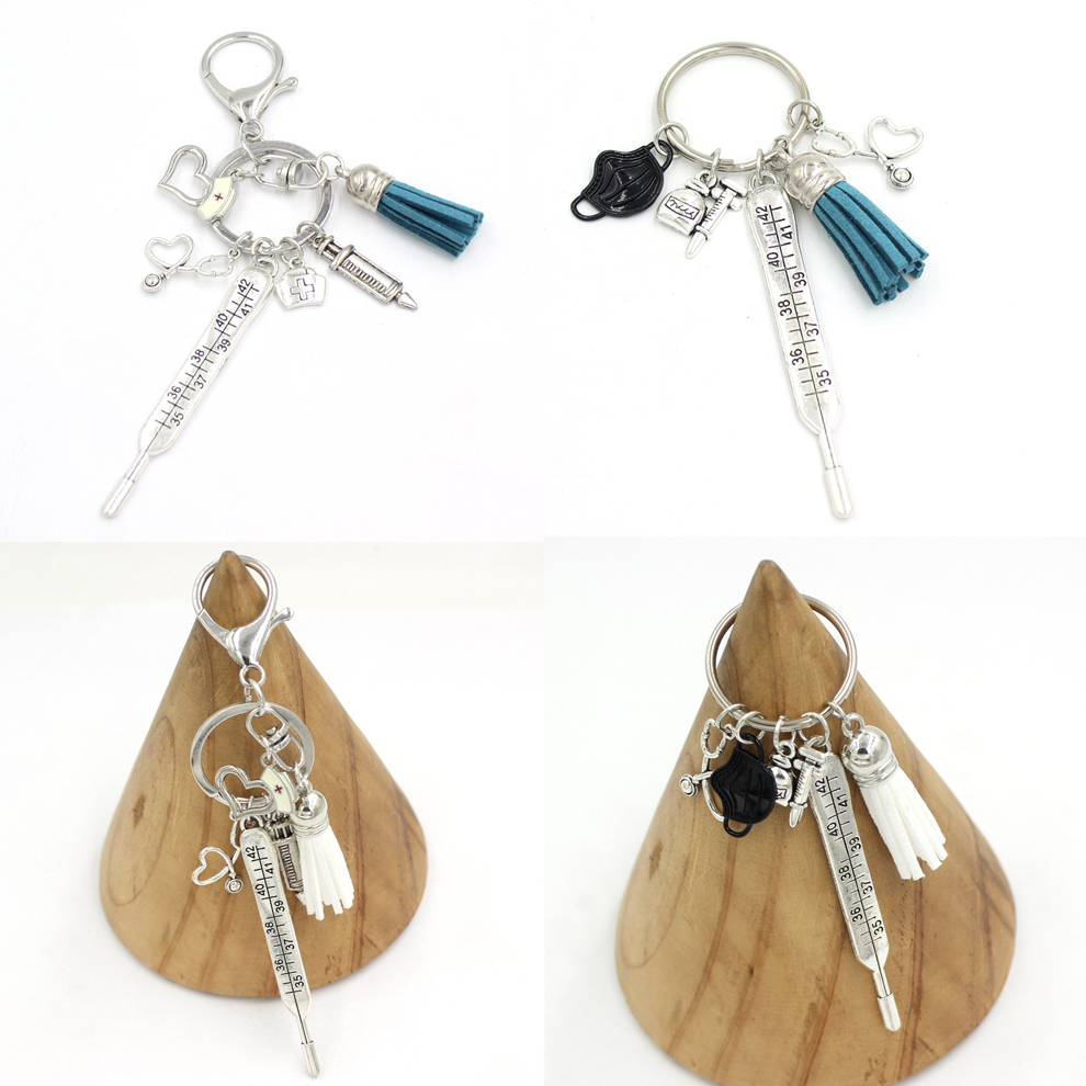 

New Nurse Keychain Women Handbag Charms Key Rings Nurse Hat Medical Box Stethoscope Keyring Holder Accessory Jewelry Gifts for Nurses