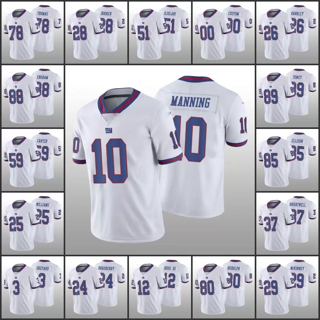 

Jerseys New York''Giants''Men #26 Saquon Barkley 10 Eli Manning 88 Evan Engram 59 Lorenzo Carter Women Youth White Color Rush Limited Jersey Custom, 16