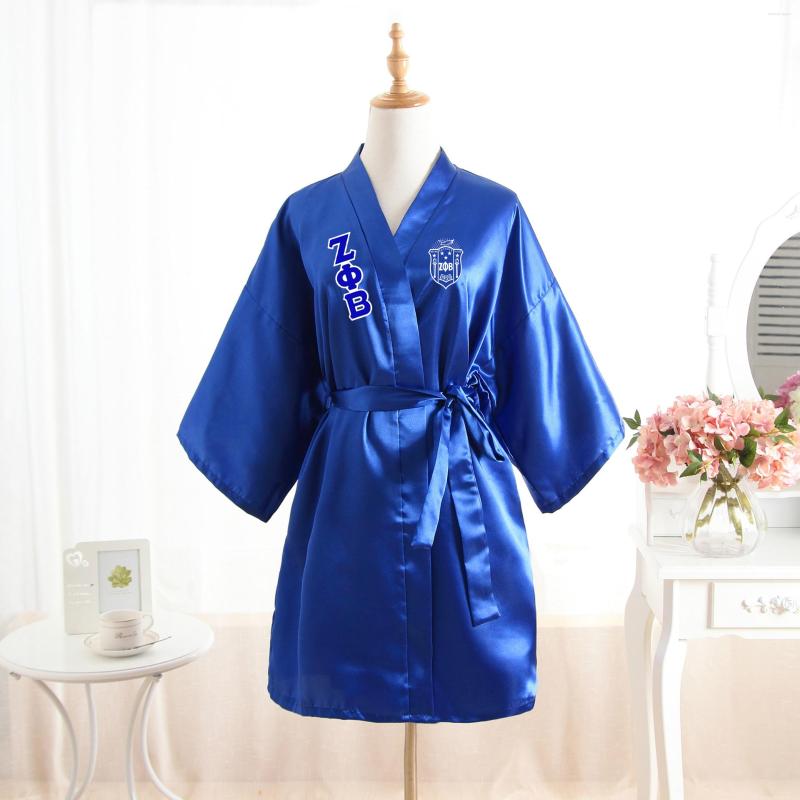 

Women's Sleepwear Sorority Fraternity ZPB Loose Silk Bathrobe Lace Satin Clothes Robe Dressing, Zpb blue