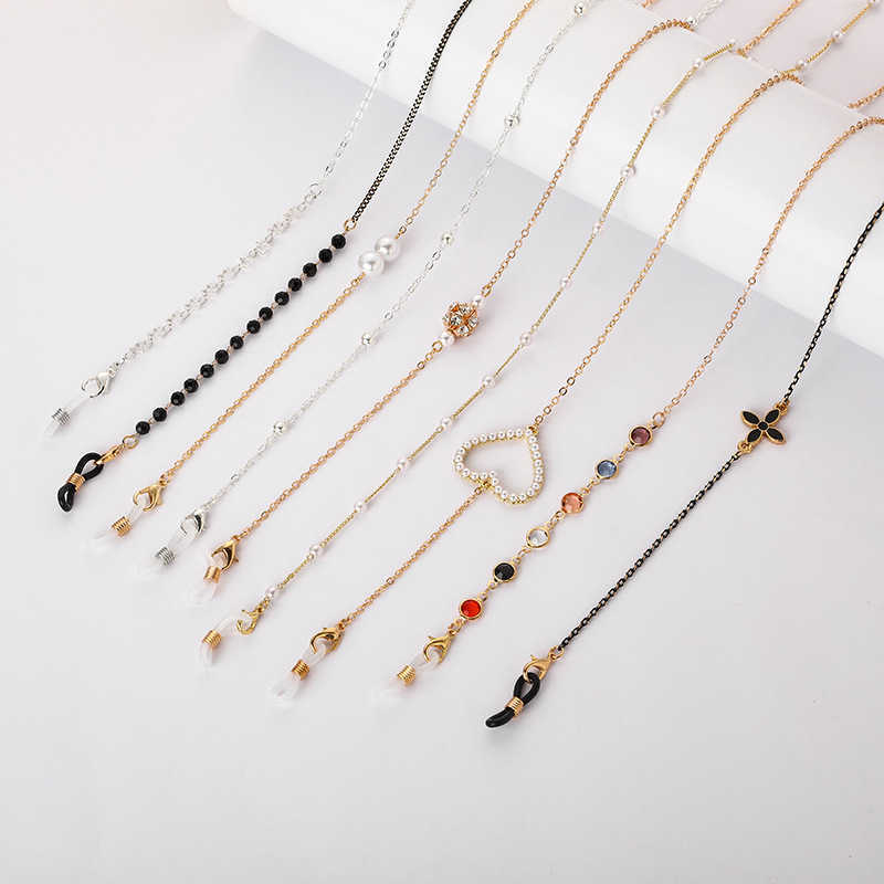 

Color preserved gold plated jewelry glasses chain colorful hanging neck rope metal copper anti slip chain mask chain