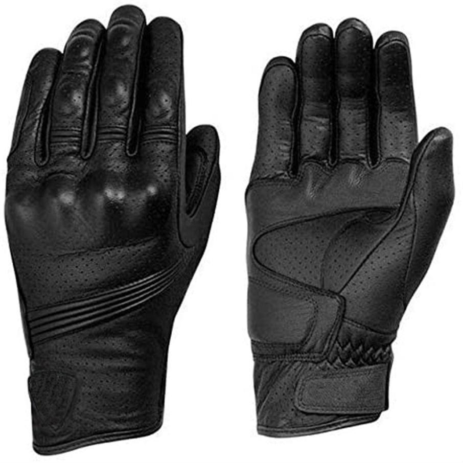 

Genuine Leather Black Gloves Motorcycle ATV Cycling Riding Racing Summer Gloves306S