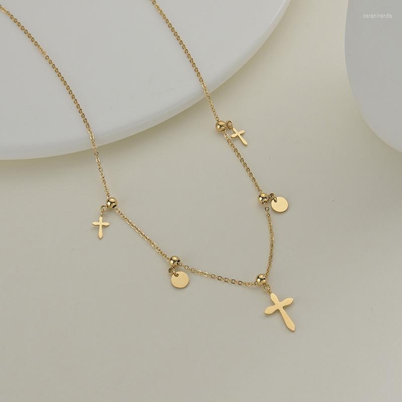 

Pendant Necklaces Cross Border 14k Gold Sweater Chain Women's Minority Simple Fashion Brand Necklace Stainless Steel Jewelry