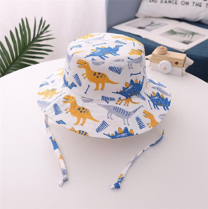 

Berets Kids Sun Hat Summer Cartoon Print Bucket Outdoor Play Beach Cap For Boys Girls Children Fisherman Caps, Color 2