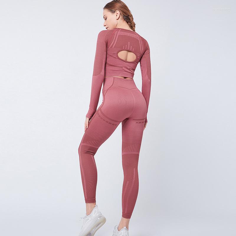 

Active Sets 2 Piece Set Women Vital Seamless Yoga Workout Clothes Long Sleeve Fitness Crop Top Shirt High Waist Gym Leggings Sports Suit, Black