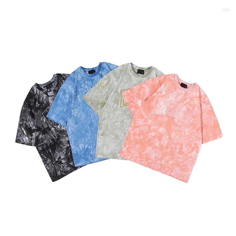 

Men's T Shirts Embroidery Tie-Dye High-End Luxury Short Sleeve Shirt For Men Summer Quality Cotton Oversized Loose Streetwear Camisetas, Picture shown