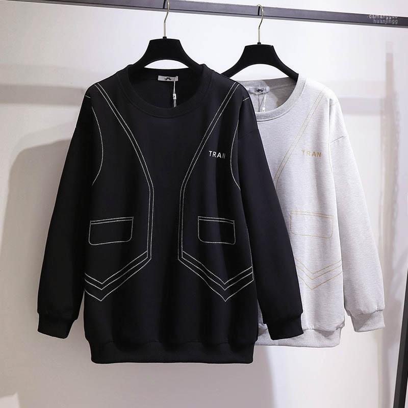 

Women's Hoodies Women's & Sweatshirts Autumn Loose Long Sleeve Sweatshirt Women Plus Size Bust 156cm 6XL 7XL 8XL 9XL  Letter Black