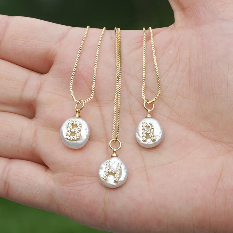 

Choker White CZ Initial 26 Alphabet Letter Freshwater Pearl Pendant Charm Thin Chain Necklace Bridal Wedding Jewelry