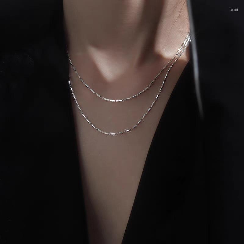 

Choker SRCOI Simple Silver Color Geometric Square Chain Charm Necklace Delicateness Thin Bar Tube Clavicle Chokers Womens