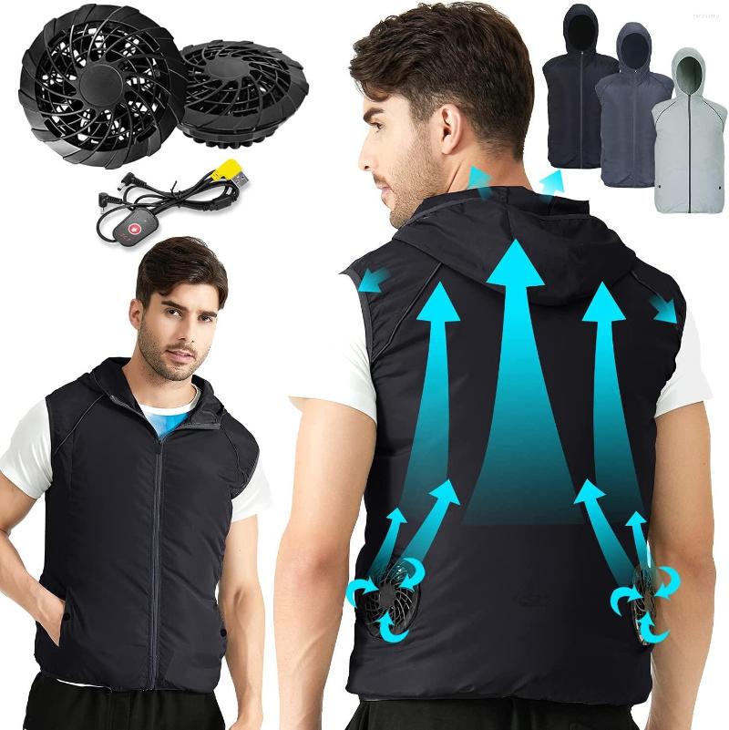 

Men' Vests Summer Men Cool Vest Wearable Cooling Fan Air-conditioned Clothes Evaporative Construstion For, Black