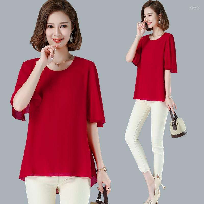 

Women's Blouses Vintage Chiffon Blouse Women Black Blusas Mujer De Moda 2022 Summer Korean Style 5XL Tunic Tops Aesthetic Long Shirts, Green