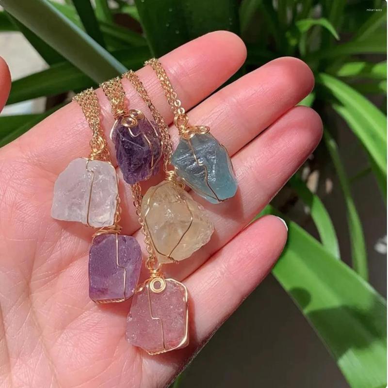 

Choker Raw Quartz Crystal Necklace Wire Wrap Clear Healing Stone Pendant
