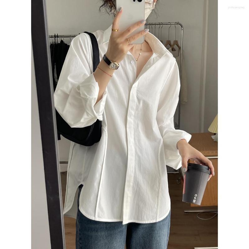 

Women' Blouses Women Shirts And 2023 Feminine Blouse Top Long Sleeve Casual Turn-down Collar Loose Fashion Clothing P14, White