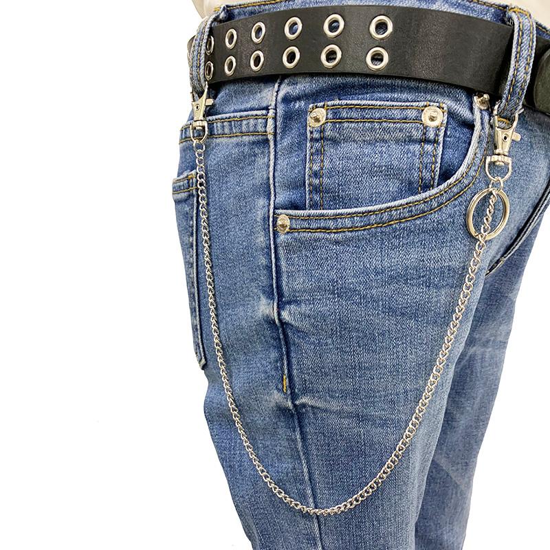 

Belts Women Key Chains Single Layer Silver Color Metal Ring Rock Punk Style Unisex Belt Chain Wild Decoration Dancing Waist, Black