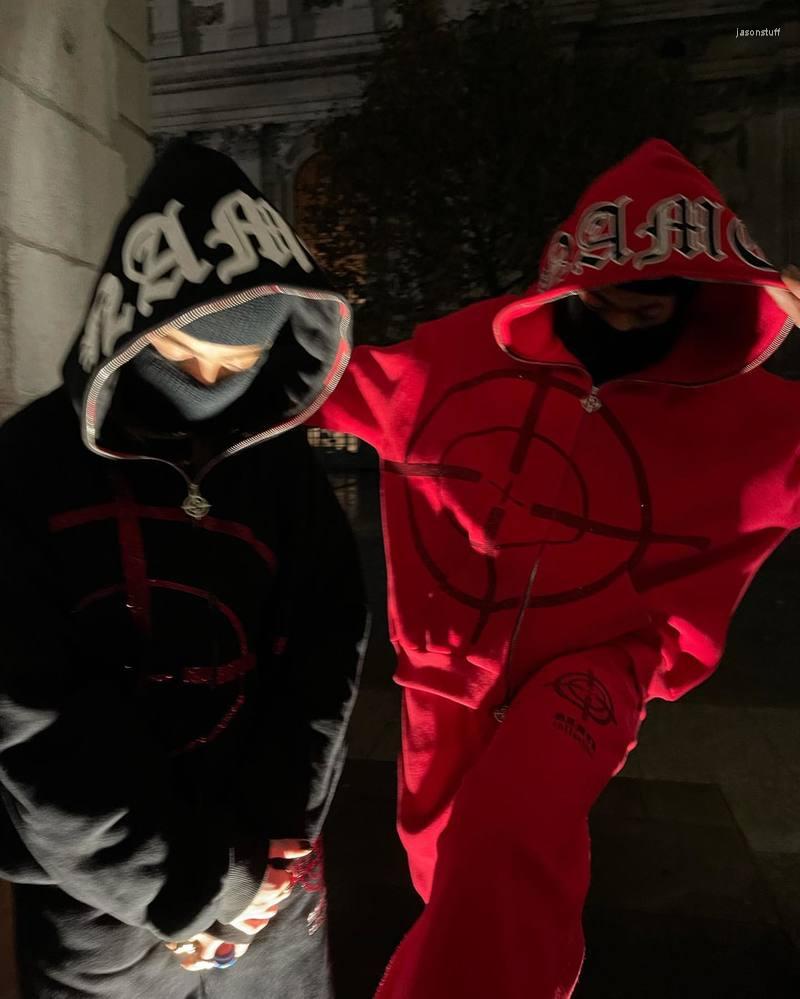 

Men' Hoodies 2022 Winter High Street Dark Men Hip Hop Full Zip Up Rhinestone Sweatshirt Punk Oversized Jacket Coat Y2k Clothes, Khaki