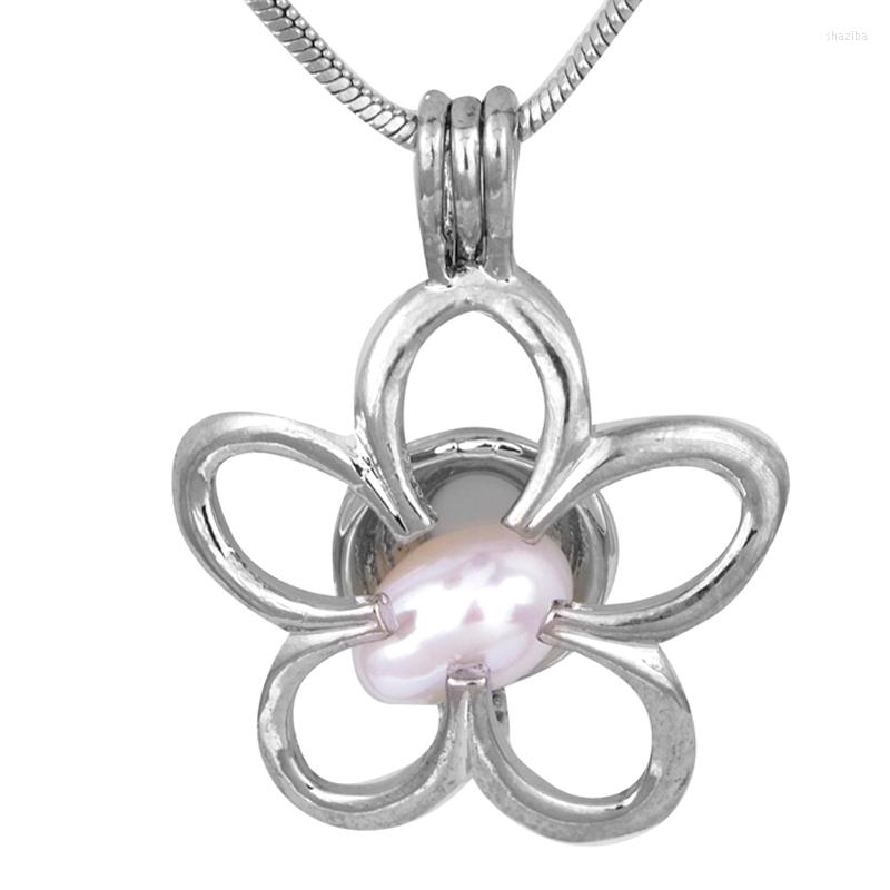 

Chains Fashion Gift Plated Sliver Twisted Style Cage Locket Pearl Treasure Chest Pendant P117