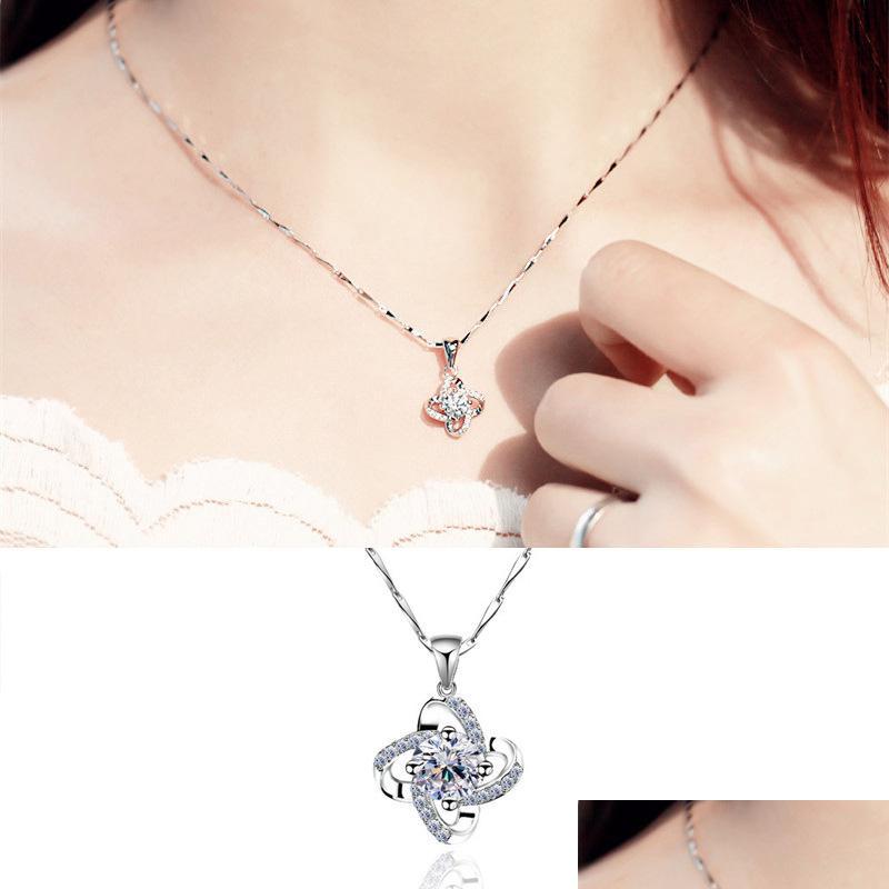 

Pendant Necklaces Fourleaf Clover Pendant Beautif Necklace Fashion Trend Jewelry Zircon Girl Gift Drop Delivery Necklaces Pendants Dhpoo