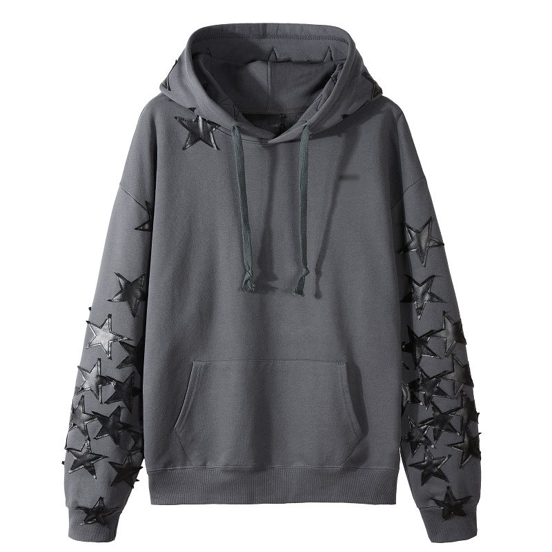 

Men's Hoodies & Sweatshirts New 380g Sweatshirt Front Slit Pocket Casual Hooded Sweatshirt Pentagram Patchwork, 3350