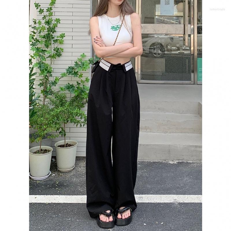 

Women' T Shirts Women' Korean Style Loose High Waist Casual Suit Pants, Black