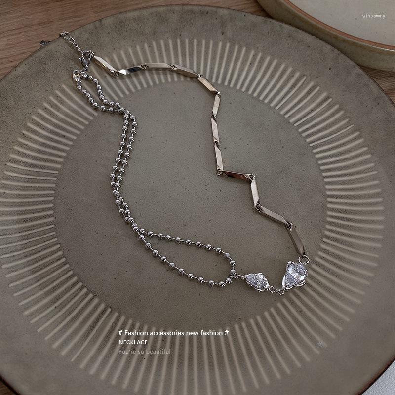 

Choker Luxury Titanium Steel Silver Color Crystal Pendant Necklace Party Jewelry