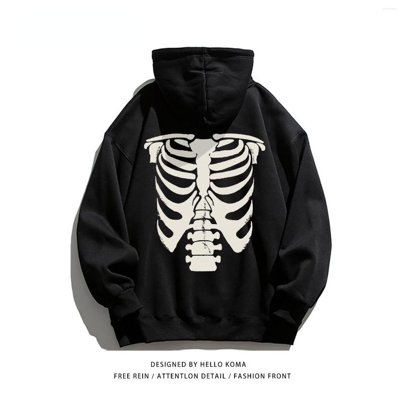 

Men's Hoodies Skeleton Hoodie Men's Sweater Harajuku Long Sleeve Sweatshirt Vintage Oversized Jacket Street Gothic Pullover, Beige