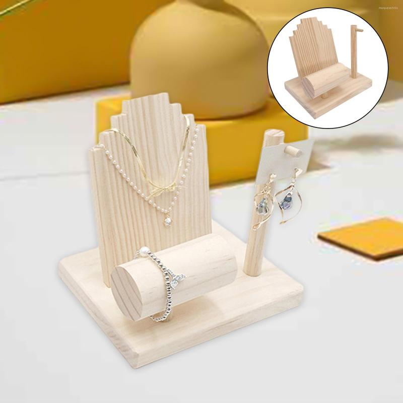 

Jewelry Pouches Solid Wood Display Stand Showcase Rack For Bangle Bracelets Necklace