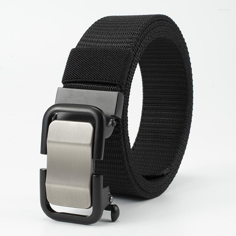 

Belts Automatic Buckle Nylon Belt Male Army Tactical Mens Military Waist Canvas Alloy Button Business, Beige