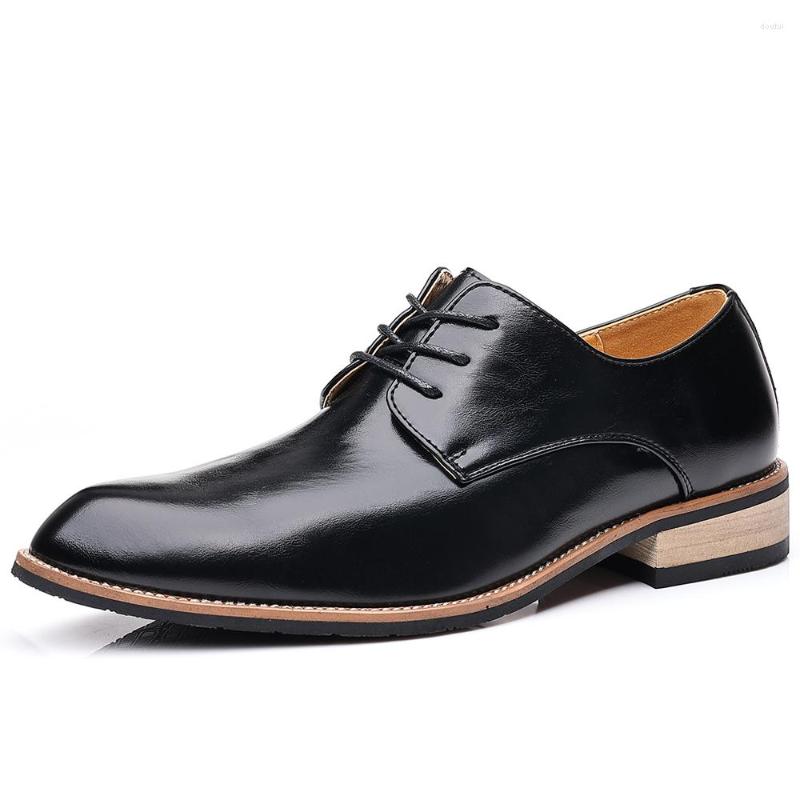 

Dress Shoes Leather Men Pointed Toe Black Businee Brown Office Formal Male Footwear Working