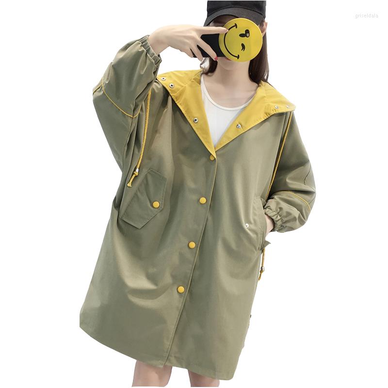 

Women' Trench Coats 2022 Spring And Autumn Korean Medium Long Harajuku BF Jacket Female Students Loose Wild Chic Port Windbreaker, Black