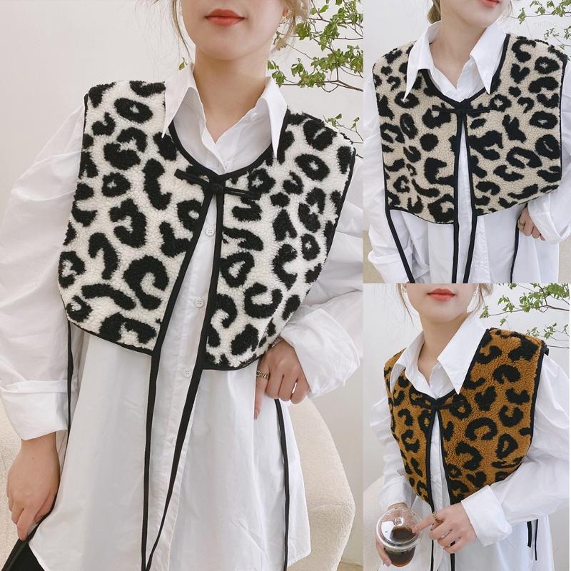 

Scarves Leopard Pattern Fake Collar Vest Ladies Blouse Autumn Shirt Fashion Streetwear Y1UA