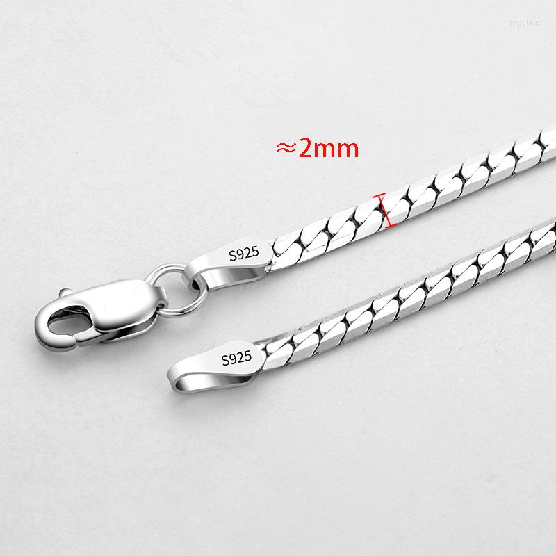 

Chains MIQIAO 925 Sterling Silver 2MM Link Chain Necklace Men's Real Women's Neck Long 45 50 55 60CM Choker
