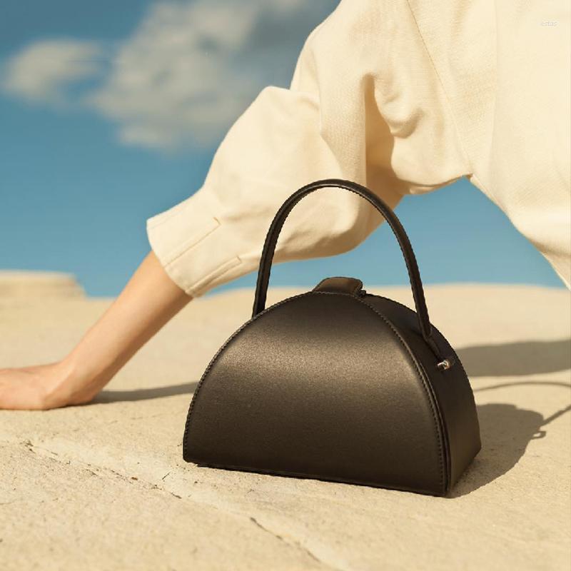 

Evening Bags Vintage Box Shape Design Women Shoulder Bag Brands Small Half Round Crossbody For Luxury Pu Leather Women's Handbags, Black