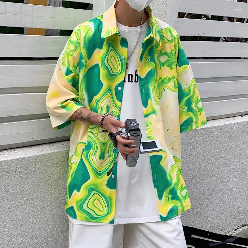 

Men' Casual Shirts Oversized Mens Personalized Print Plus Size Womens Man American Style Summer Fashion Short Sleeve Streetwears, C134 red