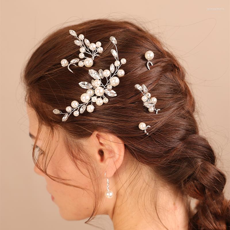 

Headpieces Trendy Pearl Rhinestone Headpiece For Wedding Hairpins Handmade Bride Bridesmaid Hair Jewelry TiarasParty Prom Accessories