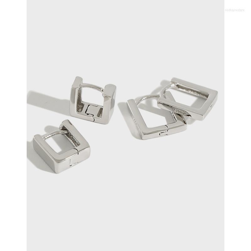

Stud Earrings Real 925 Sterling Silver For Women Accessories Minimalist Square Woman's Fine Jewelry