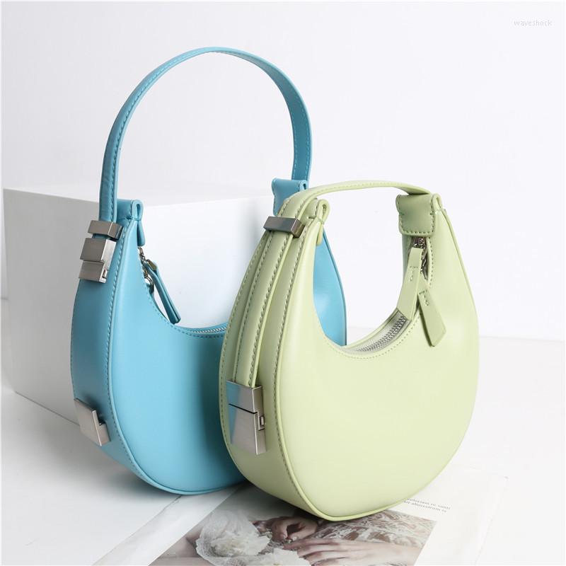 

Evening Bags Genuine Leather Semicircle Ladies Handbags 2022Fashion Casual Women Hand High Quality Colorful Female Totes Bolsas Feminina, Beige