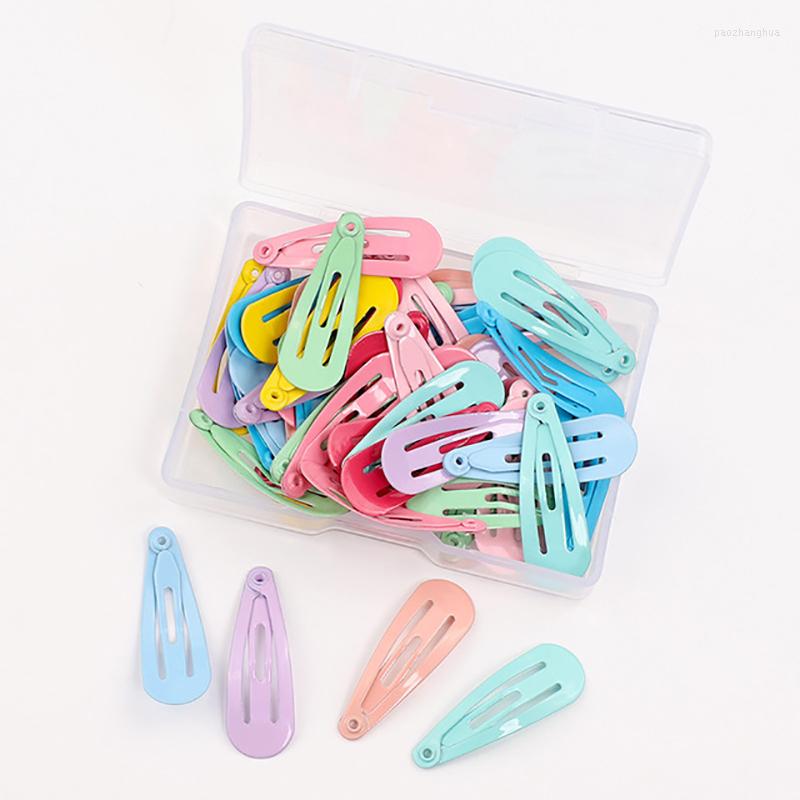 

Hair Accessories 50Pcs/Box Cute Metal Baby Po Props No Slip Korean Style Multicolor 3CM For Girls Snap Clips, Red
