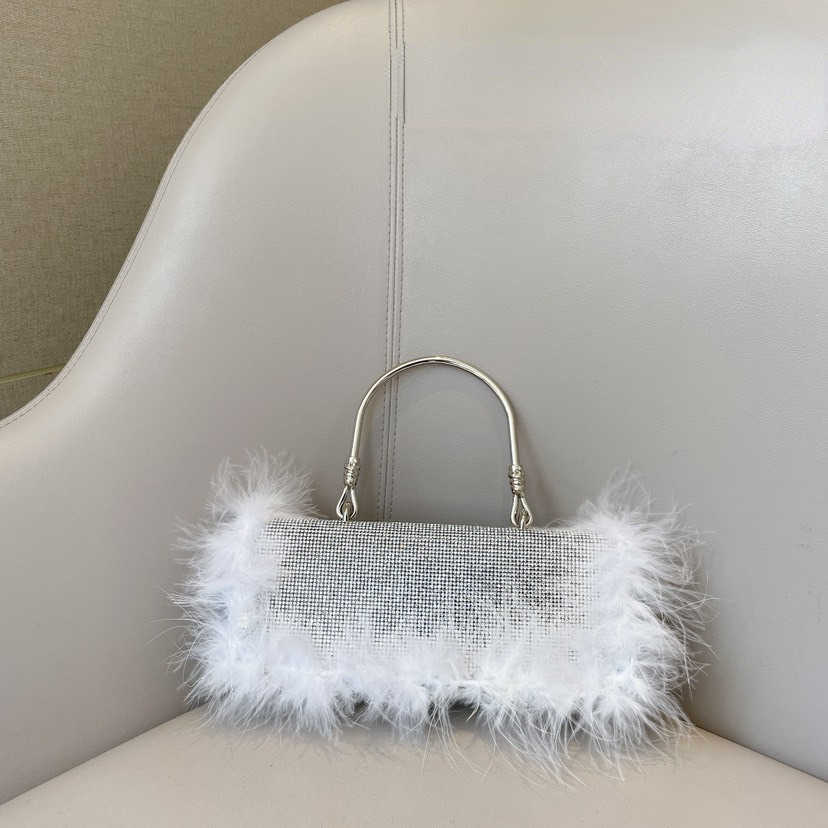 

Totes Shoulder Bags Stuff Sacks handBag Female Autumn and Winter New South Korea Net Red Contrast Rhinestone Chain Wool Handbag One Shoulder 221029, Gray--23*10*5cm