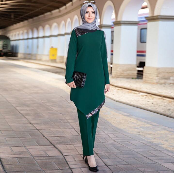 

Ethnic Clothing Muslim Women's Dress Set Sequin Arab Robe