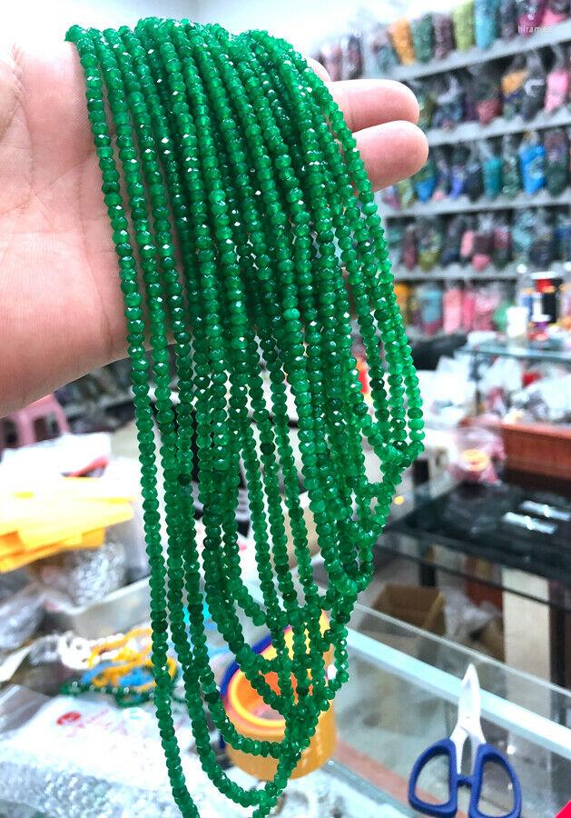 

Chains 10 Rows Faceted 2x4mm Green Emerald Natural Gems Rondelle Beads Necklace 17-25''