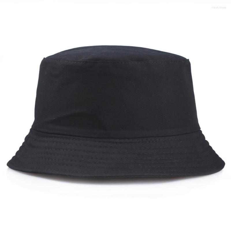 

Berets Solid Color Black Foldable Bucket Hats For Men And Women Beach Sun Hat Street Headwear Fisherman Outdoor Sunscreen Cap, White