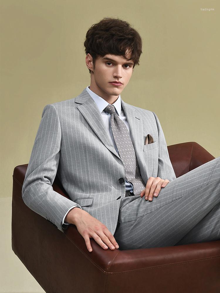 

Men's Suits Men Set Light Grey Stripe Blazer Vest Pant Formal Clothing 2022 Autumn Luxury Wedding Groom Wear Slim Fit Fashion, Blazer pant