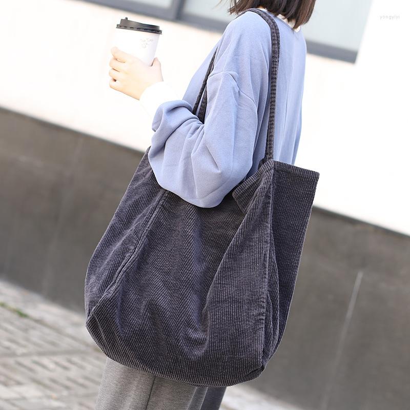 

Evening Bags 2022 Women Corduroy Shoulder Casual Large Size Handbags Totes Travel Shopping Drop, Beige