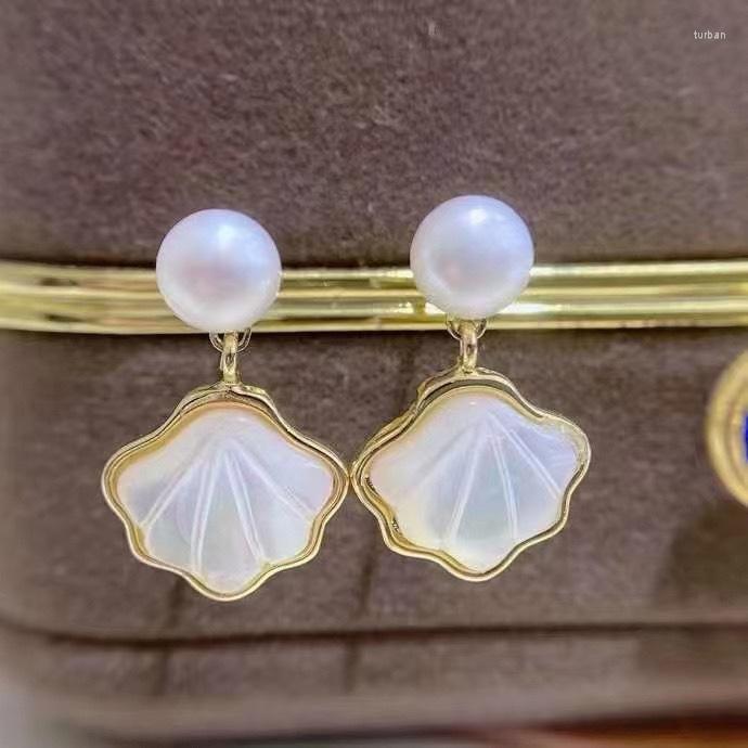 

Dangle Earrings April Luck Shell Pearl Stone Natural Freshwater Jewelry Gifts