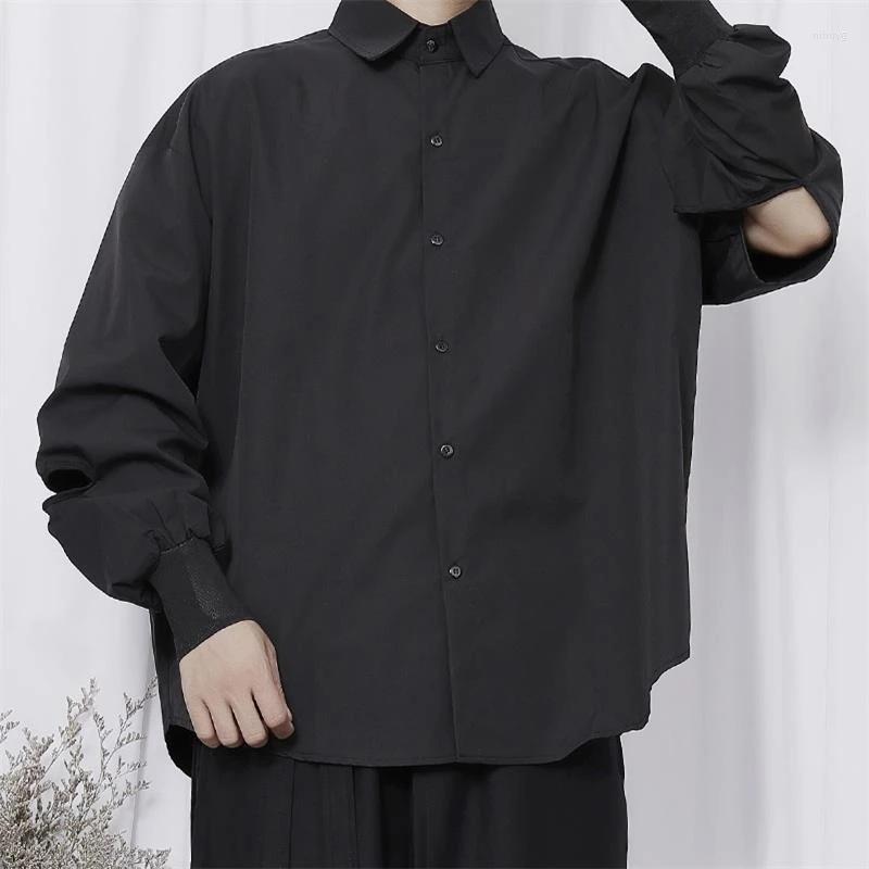 

Men' Casual Shirts Men' Simple Loose Japanese Minimalist Style Hole Design Long Sleeve Fashion Shirt, Black