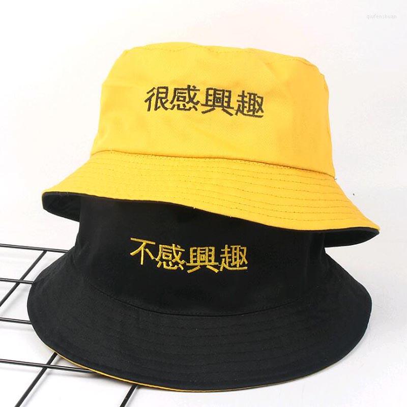 

Berets Two Side Reversible Yellow Bucket Hat Men Women Chapeau Pescador Hunting Hiking Bob Caps Beach Suncreen For Summer, Black and yellow