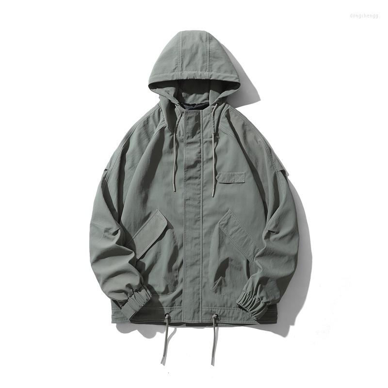 

Men's Jackets Hip Hop Cargo Men Streetwear Harajuku Bomber Outerwear 2023 Spring Autumn Male Casual Oversize Multi-pocket Hooded Coats, Black