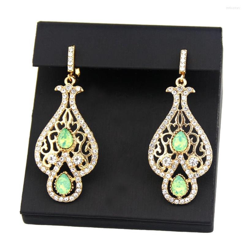 

Dangle Earrings Sunspicems Chic 18k Gold Color Algeria Morocco Drop Earring For Women French Hook Crystal Turkey Flower Bride Jewelry