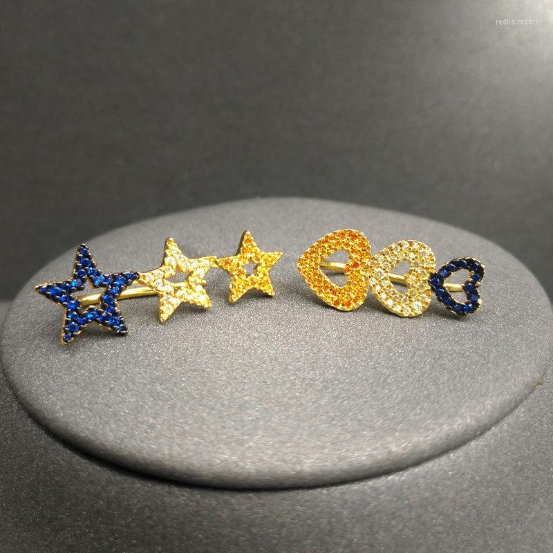 

Stud Earrings S925 Sterling Silver Ear Clip September Product Single Star Heart Female Golden Yellow Moroccan Jewelry